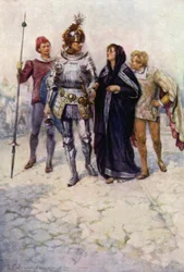 Le Prince Arthur conduit Belge et ses fils au château