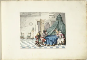 Joueurs de cartes dans un intérieur