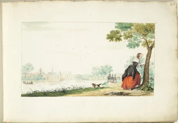 Femme gravant des noms dans un arbre