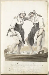 Deux femmes battant le linge