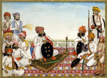 Thakur Dawlat Singh parmi les courtisans, vers 1825