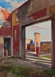La maison de Castor et Pollux à Pompéi avec un guide officiel, avec des ajouts par un élève bourbonien
