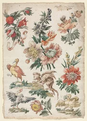 Motifs floraux avec oiseaux et griffon, 1784