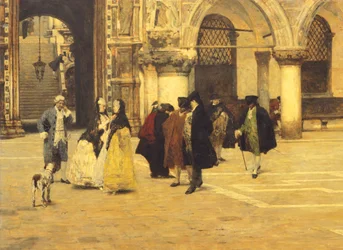 Promenade sur la place à Venise