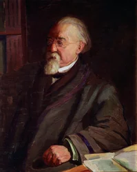 Portrait de Cesare Lombroso (1835-1909), criminologue et anthropologue italien. Peinture de Giacomo Grosso (1860-1938) Début du 20ème siècle Turin, Museo di Antropologia Criminale