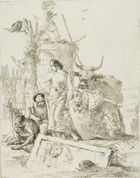 Jeunes bergers et vieil homme avec un singe, de Scherzi