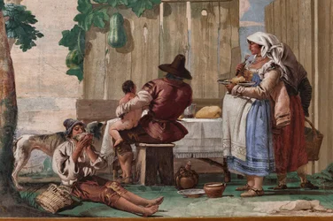 Famille de paysans à table, de la Chambre des Scènes Rustiques, dans la Foresteria (Maison d