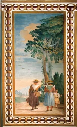 Trois paysans vus de dos, de la salle des scènes rustiques, dans la Foresteria, 1757