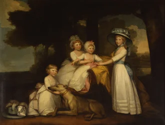 Portrait des enfants du 2e duc et de la duchesse Northumberland - Lady Elizabeth Percy, Earl Percy, Lady Julia Percy et Lady Agnes Percy