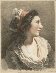 Buste de jeune femme avec foulard