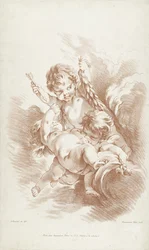 Trois putti jouant sur des nuages
