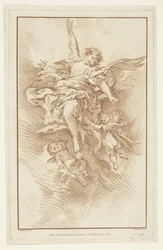 Ange avec trois putti dans les nuages