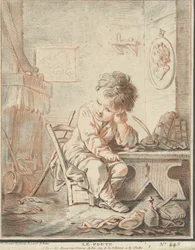 Enfant poète au travail dans un intérieur