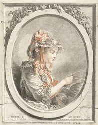 Femme lisant dans un ovale