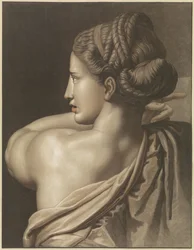 Femme pointant, vue de dos