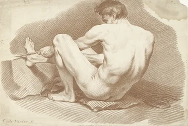 Homme nu assis avec une corde