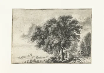 Paysage avec vue sur Dordrecht à gauche