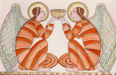 Deux anges tenant un bol, 1995