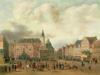 Annonce de la paix de Breda sur la Grote Markt, Haarlem, vers 1667