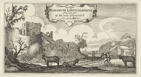 Page de titre de douze paysages avec figures