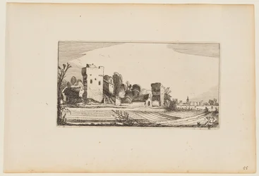 Champs avant ruines transformés en fermes, extrait de Douze paysages avec figures