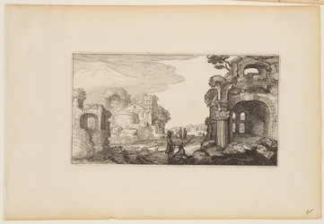 Chemin entre des ruines romaines, extrait de Douze paysages avec figures
