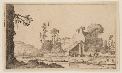 Ruines transformées en ferme au bord d