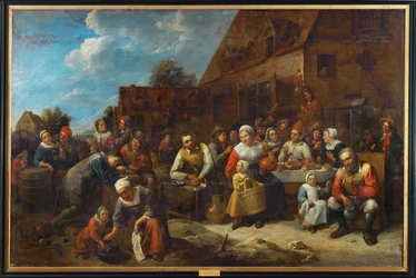 Le banquet du village (peinture sur toile)