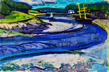 Canal en Grande-Bretagne, par Gino Rossi, huile sur papier monté sur toile, Italie, 20e siècle