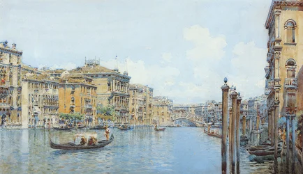 Le Grand Canal avec vue sur le Palais Papadopoli avant le Pont du Rialto
