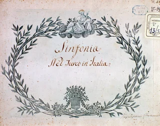 Page de partition musicale de la symphonie de Le turc en Italie par Gioacchino Rossini