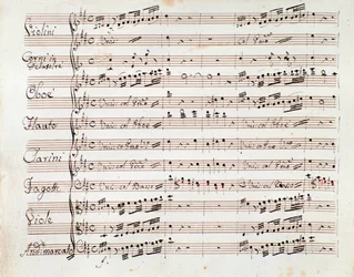 Page de partition musicale pour la symphonie réduite pour piano de Tancredi, opéra de Gioacchino Rossini