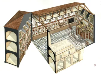 Art baroque : reconstruction de la structure architecturale de la synagogue de Casale Monferrato (Casal) près d
