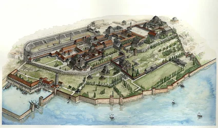 Empire byzantin : vue du palais impérial de Constantinople,