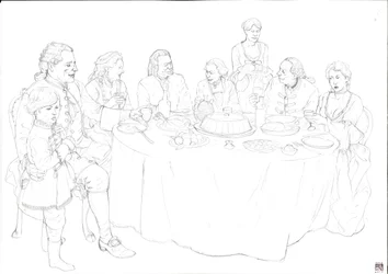 Vie quotidienne : famille de la noblesse lors d