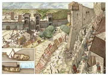 Moyen Âge : siège de la ville de Viterbe (Viterbo) près de Rome, convoitée par les Guelfes, partisans du pape, et par les Gibelins, partisans de l