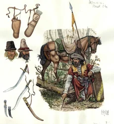 Représentation des estradiots, cavaliers mercenaires légers au XVe siècle.