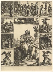 La Vierge des Douleurs, une image de la Vierge Marie entourée de neuf vignettes
