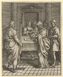 Vierge des Douleurs : La Présentation au Temple, un des neuf compartiments environnants..., avant 1575