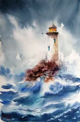 Un phare dans une mer agitée