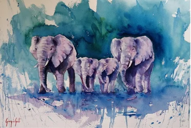 La famille des éléphants bleus