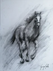 Cheval au charbon de bois dynamique
