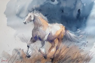 Cheval énergique bleu