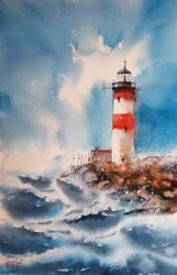 Un phare dans une mer agitée