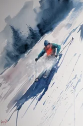 Descente en ski de poudreuse
