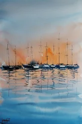 Reflets au crépuscule à la marina