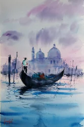 Gondole à Venise au crépuscule