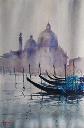 Gondoles de Venise : un matin brumeux