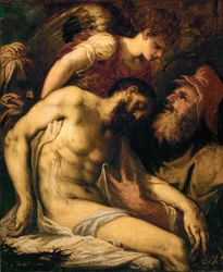 Le Christ mort, soutenu par un ange et par Joseph d
