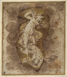 Dessin pour les anges de la voûte de Saint Michel, vers 1511-74 (plume, encre et lavis)